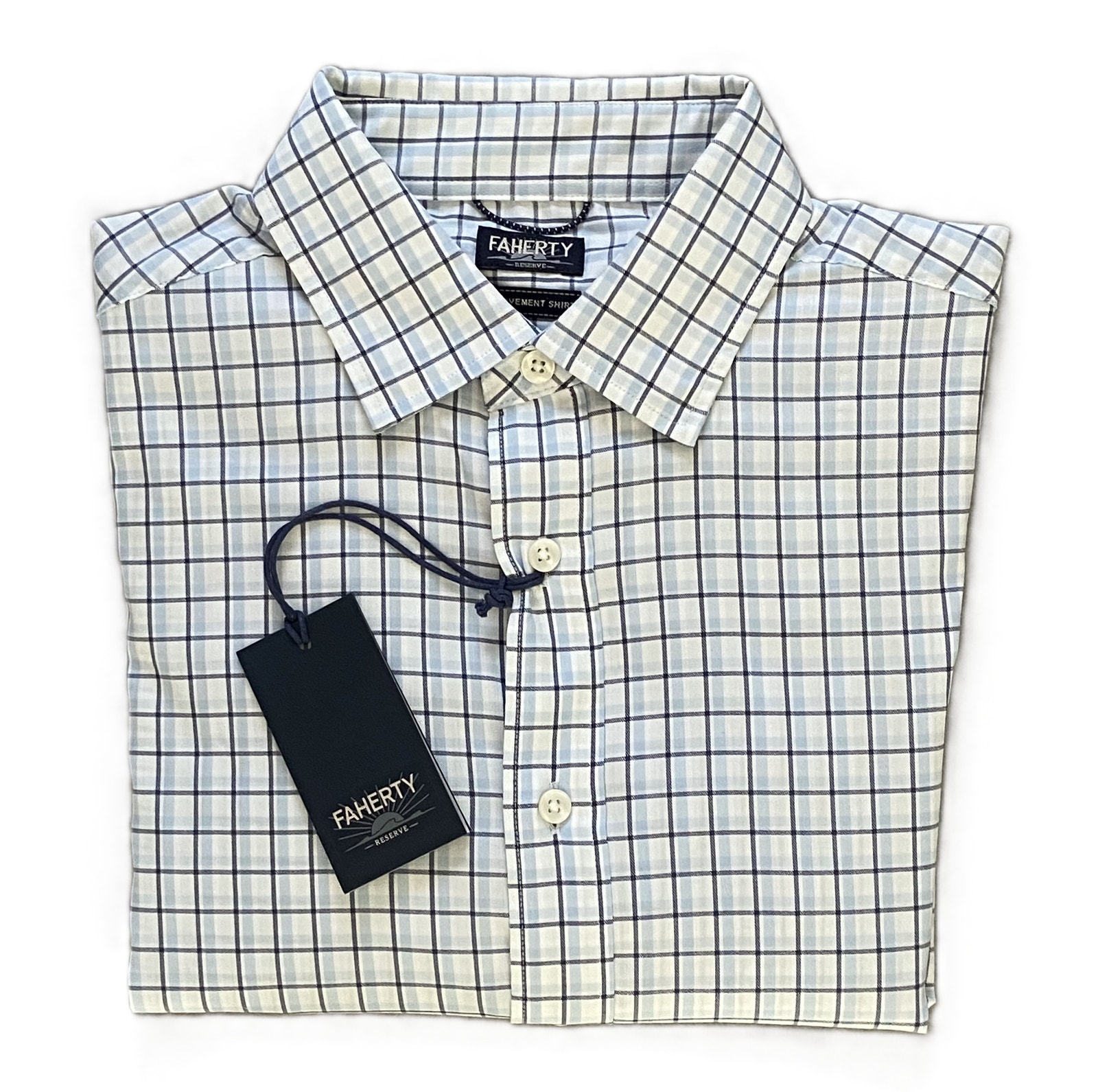 Faherty Shirt Men's Small The Movement Shirt Blue White Check Supima Cotton New